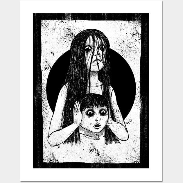 J-Horror - JuOn (White print) Wall Art by Bloody Savage